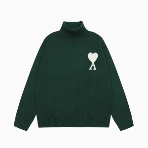 레플리카 [S~XL]아미 하트 터틀넥 니트 스웨터 그린